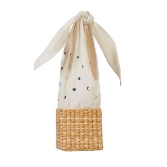 nannacay Handbags - Nannacay  Luca bag handcrafted -recyclable fabric, crystal appliqué &straw base